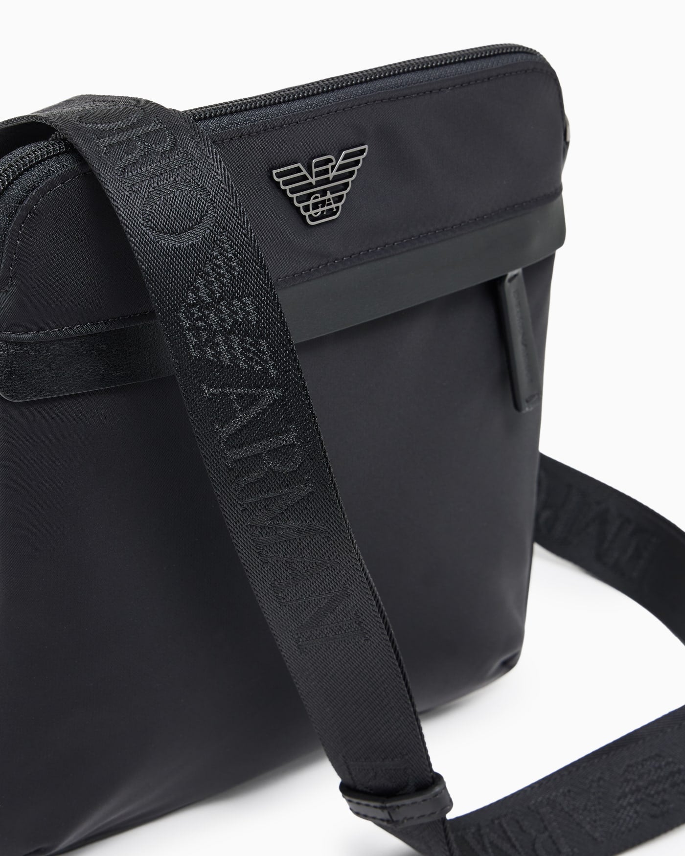Slim recycled nylon crossbody bag for man