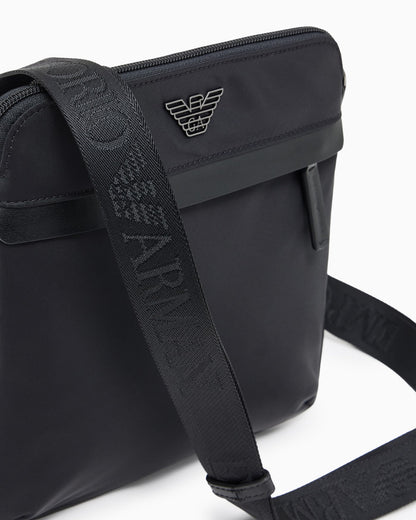 Slim recycled nylon crossbody bag for man