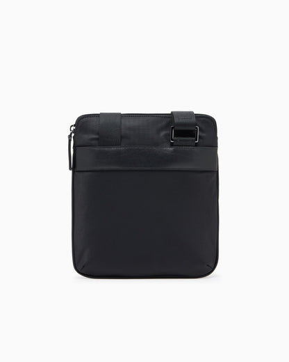 Slim recycled nylon crossbody bag for man