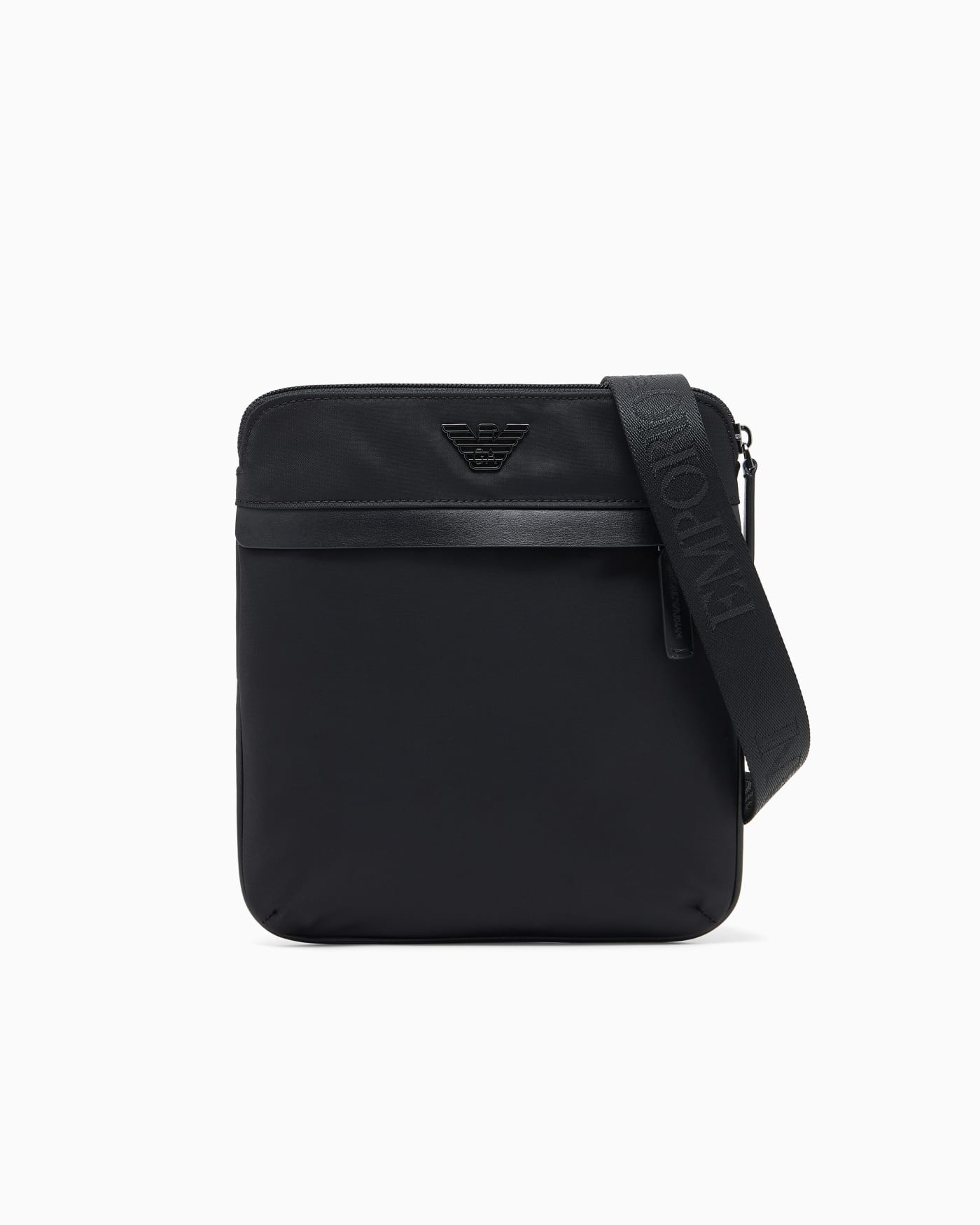 Slim recycled nylon crossbody bag for man
