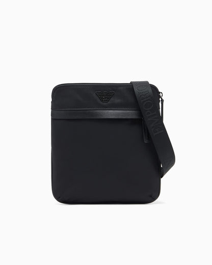 Slim recycled nylon crossbody bag for man