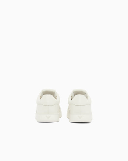 Leather sneakers with eagle plate
