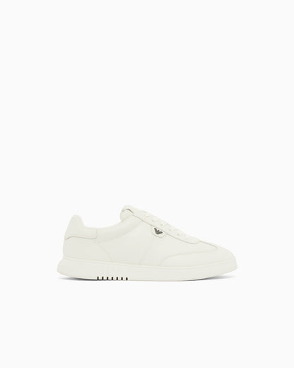 Leather sneakers with eagle plate