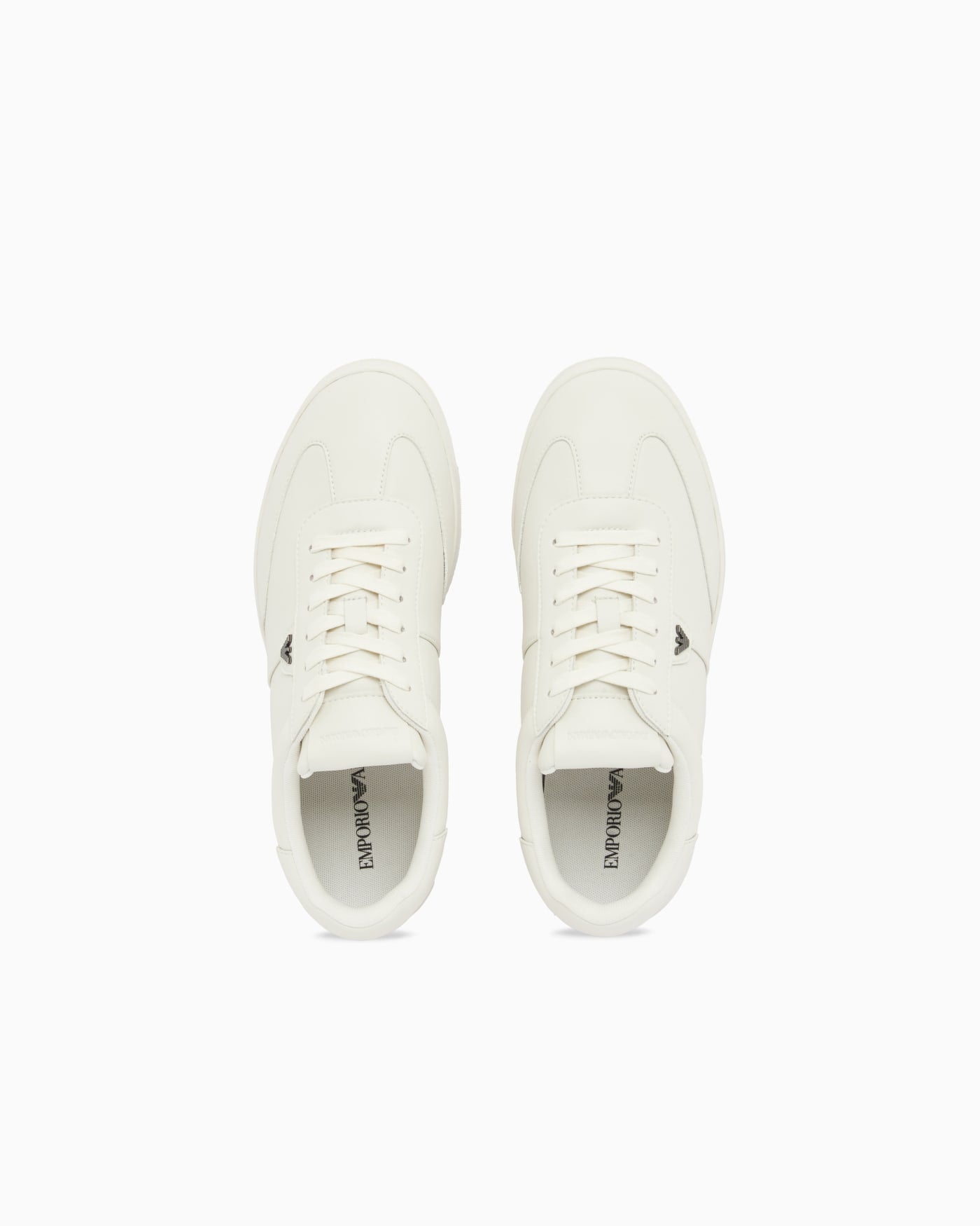 Leather sneakers with eagle plate