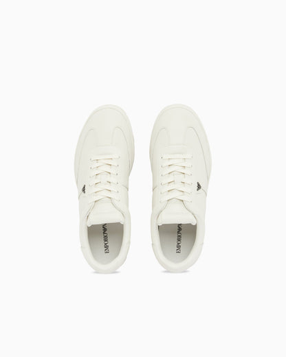 Leather sneakers with eagle plate