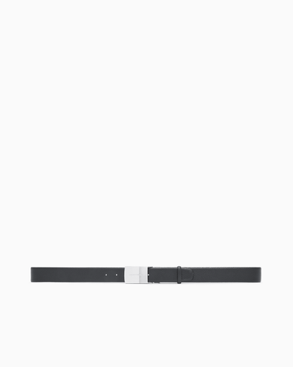 Pebbled leather belt with plate