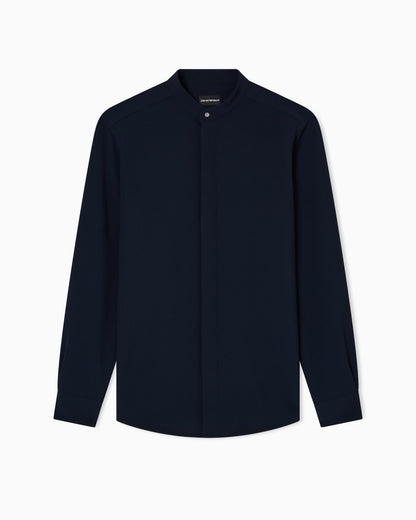 Icon guru-collar shirt in 3D piqué-effect jersey crêpe