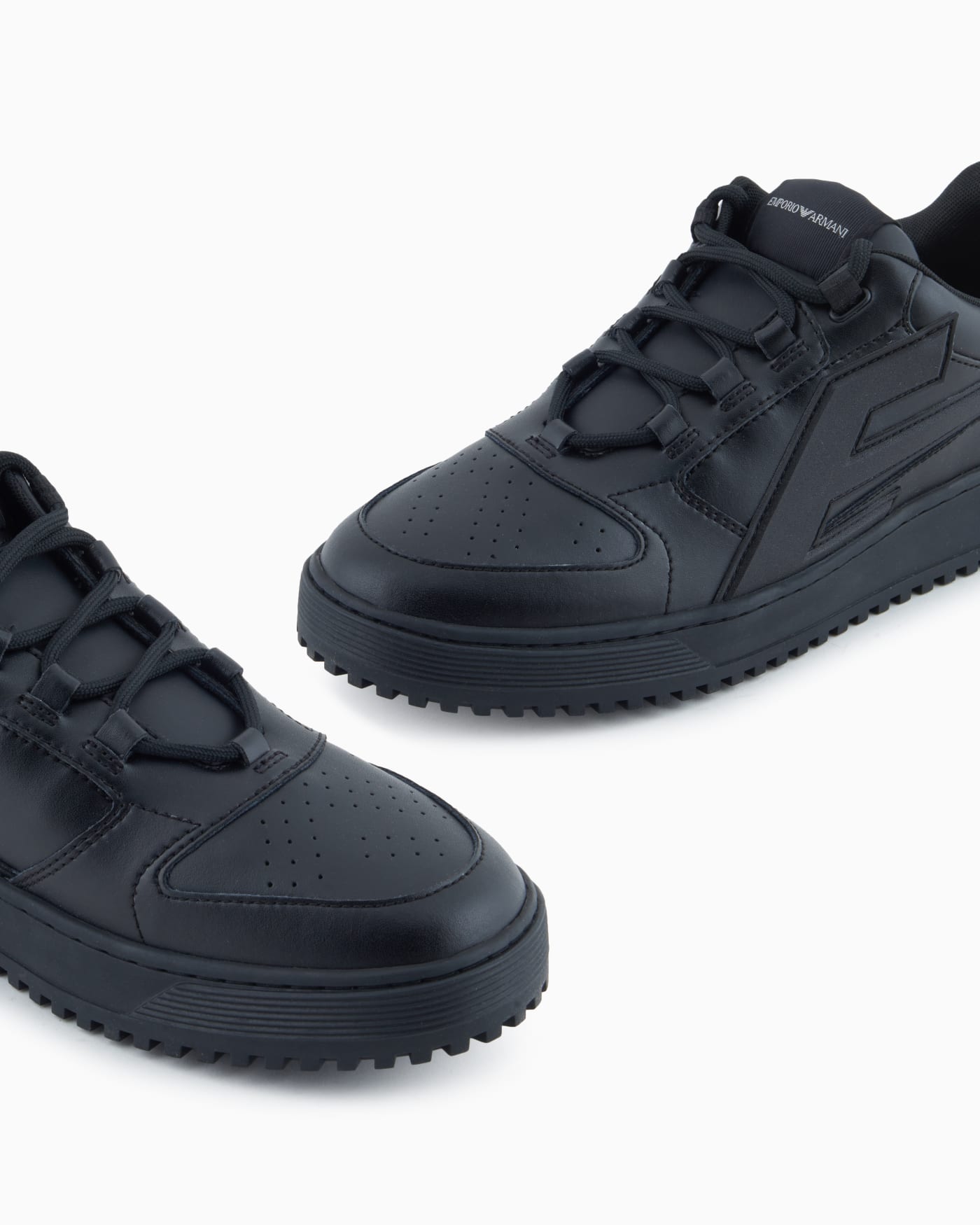 Leather sneakers with oversized EA patch
