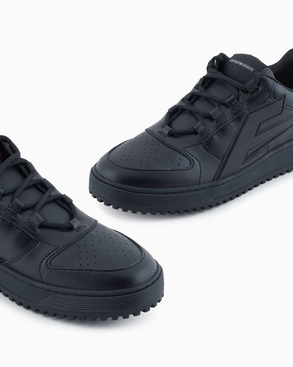 Leather sneakers with oversized EA patch