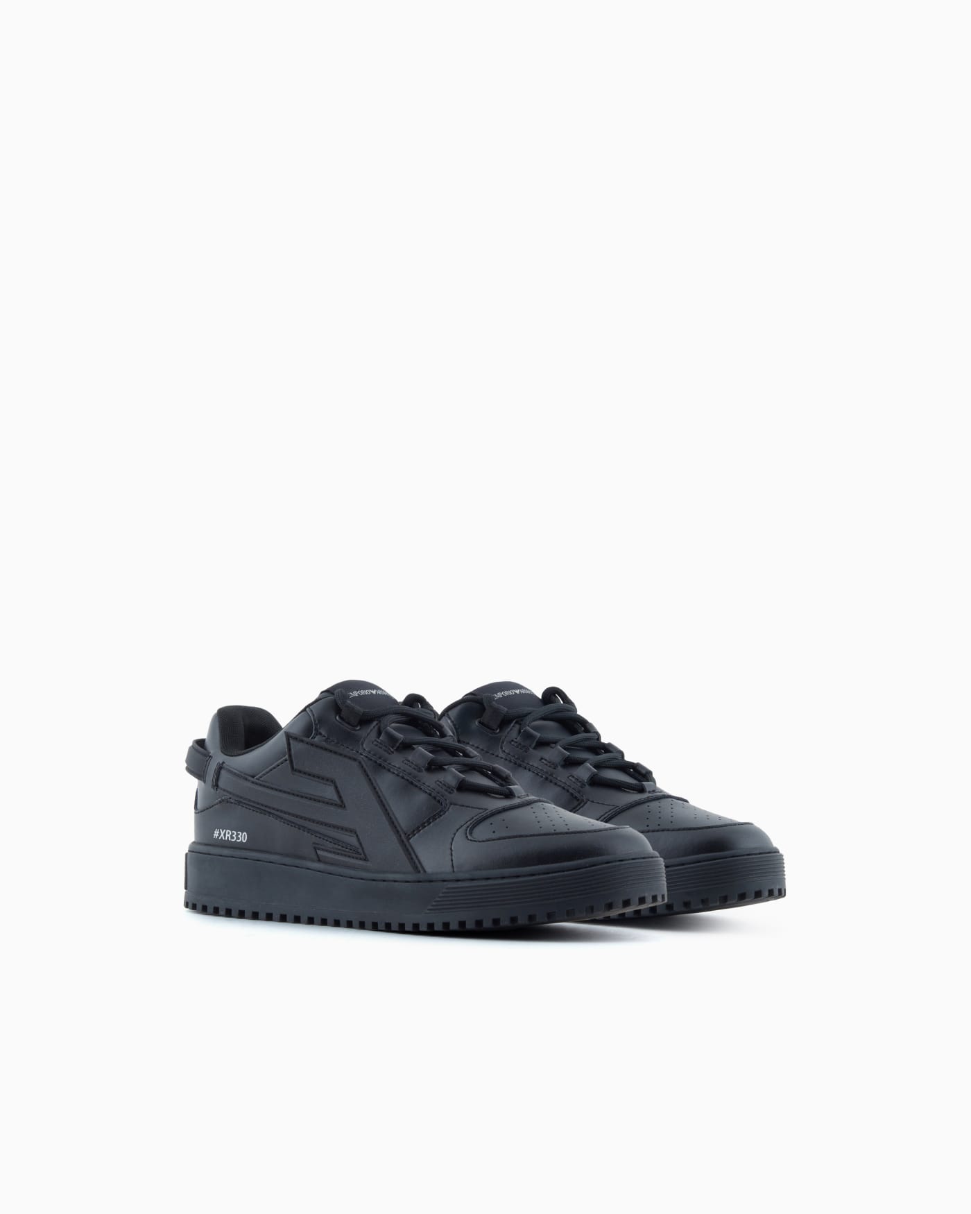Leather sneakers with oversized EA patch