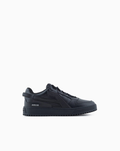 Leather sneakers with oversized EA patch