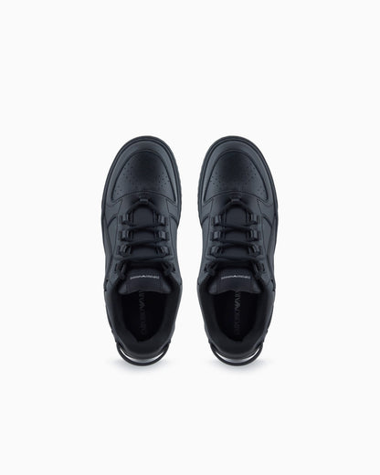 Leather sneakers with oversized EA patch