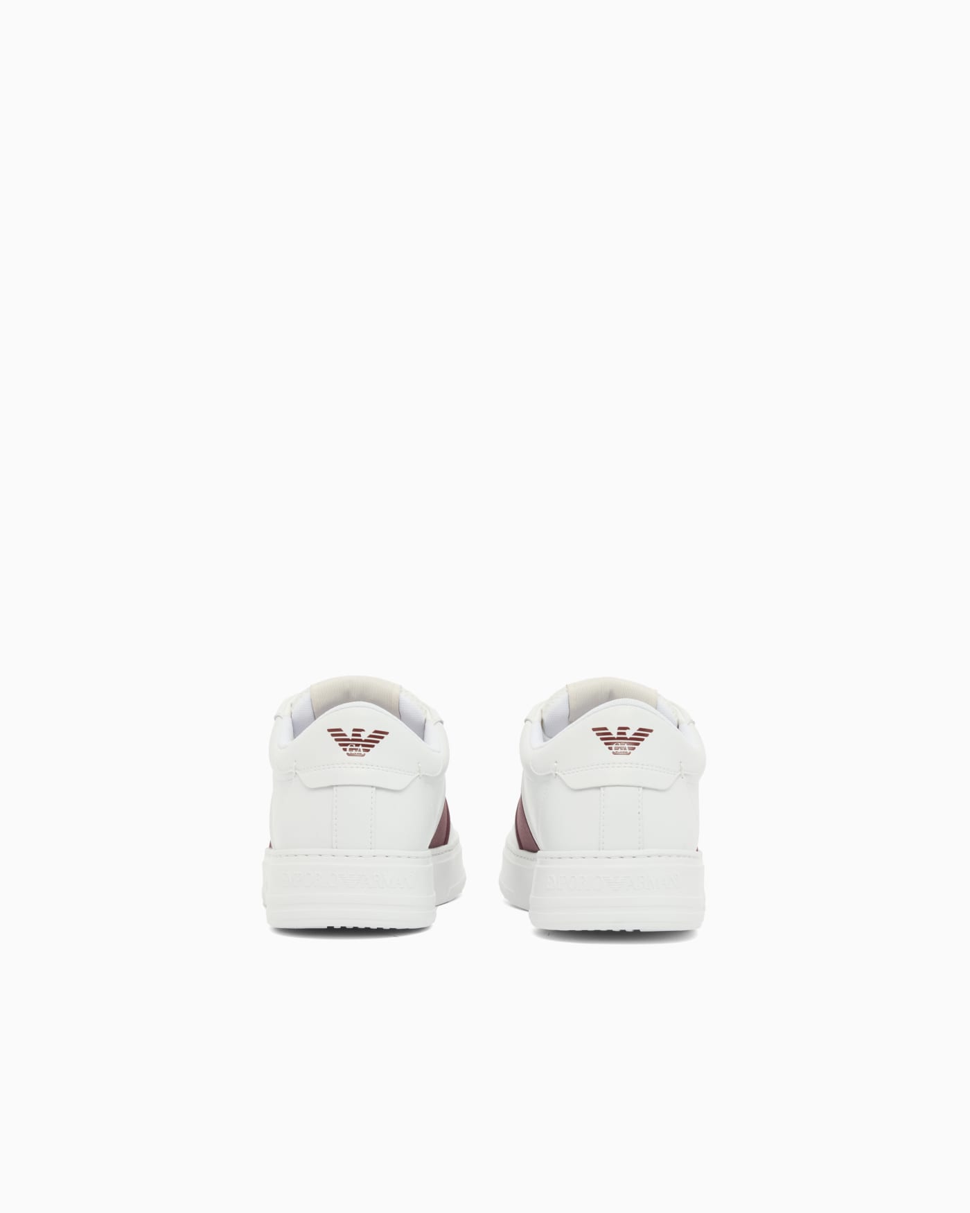 Leather sneakers with an embossed logo and contrasting panel