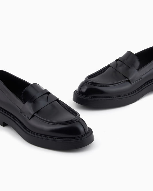 Brushed leather loafers