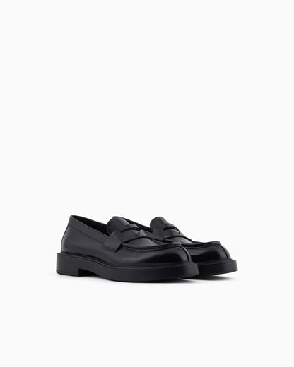 Brushed leather loafers