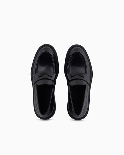 Brushed leather loafers