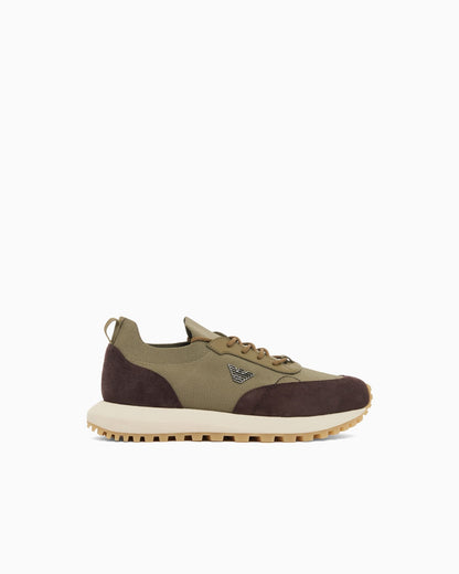 Low-top sneakers in suede and mesh with a rubber sole