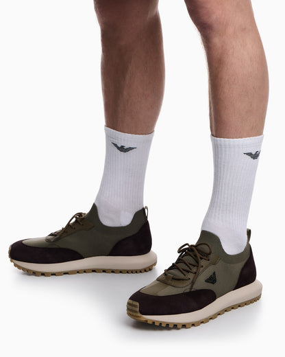 Low-top sneakers in suede and mesh with a rubber sole