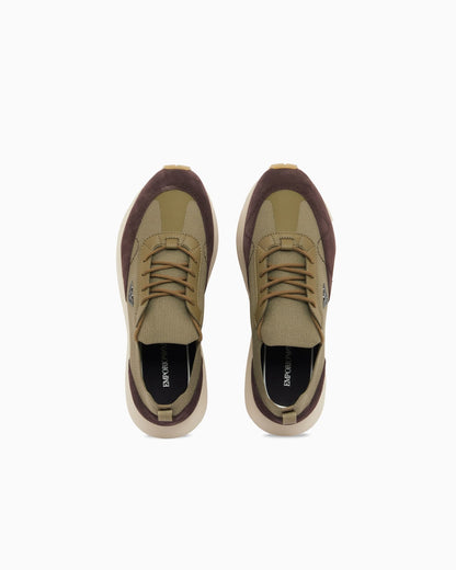 Low-top sneakers in suede and mesh with a rubber sole