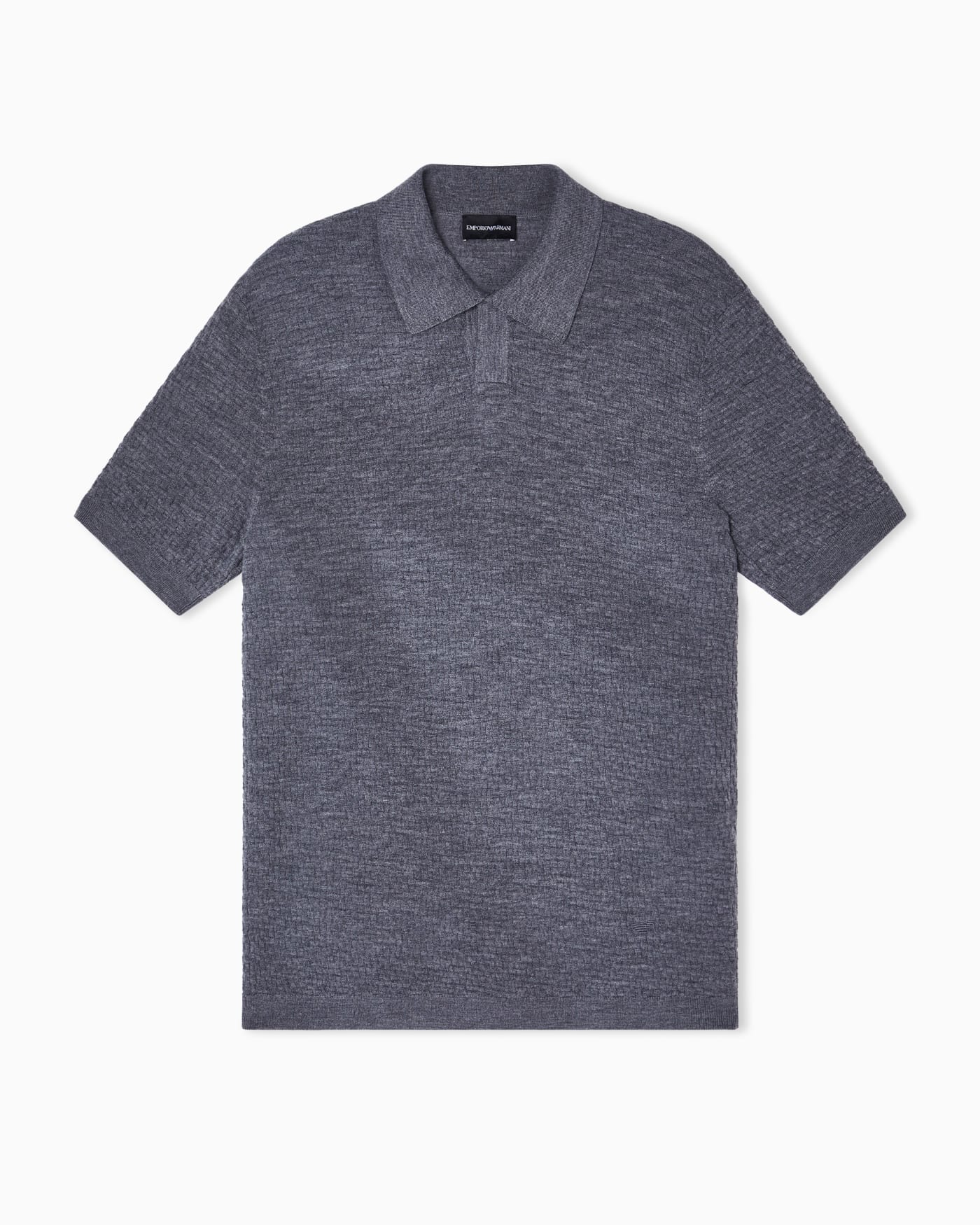 Polo shirt-collar jumper in virgin wool with check motif