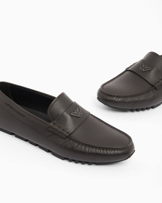 Saffiano leather driving loafers