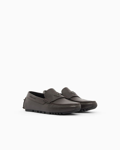 Saffiano leather driving loafers