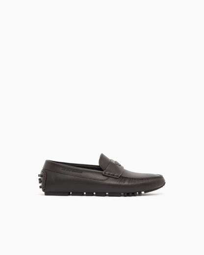 Saffiano leather driving loafers