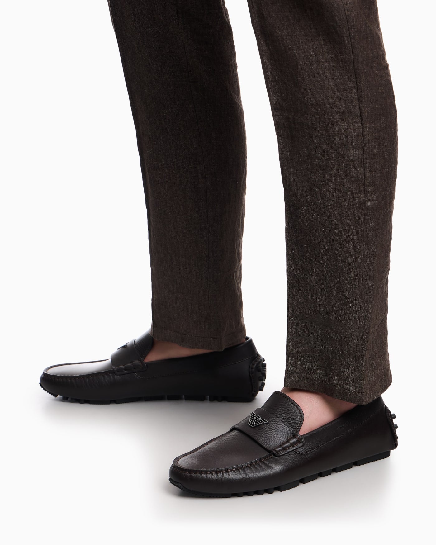 Saffiano leather driving loafers