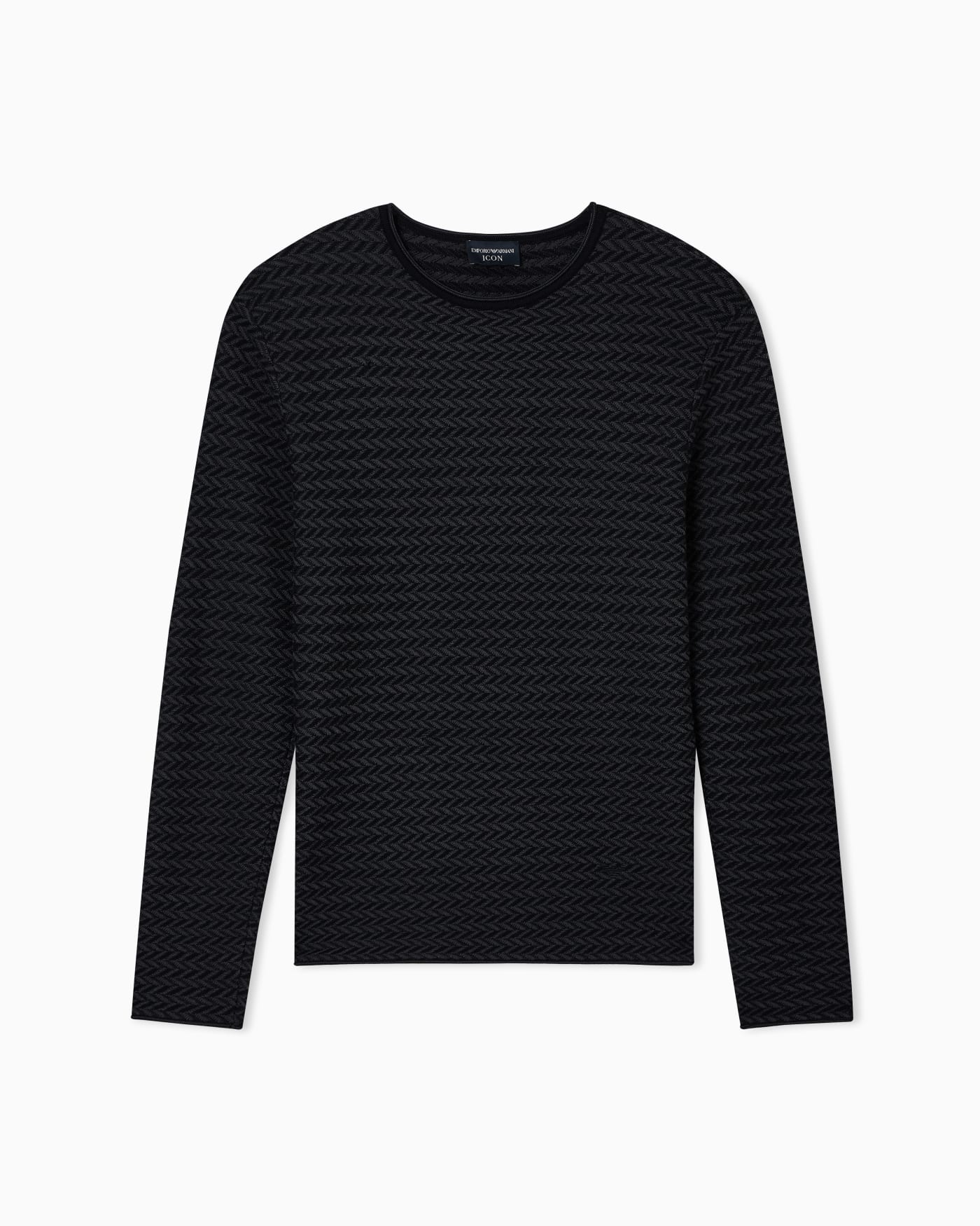 Icon virgin-wool jumper with a two-tone chevron motif