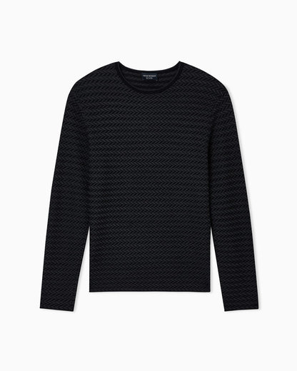 Icon virgin-wool jumper with a two-tone chevron motif