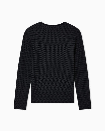 Icon virgin-wool jumper with a two-tone chevron motif