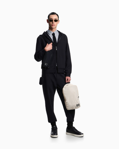 Travel Essential canneté jersey zip-up hooded sweatshirt