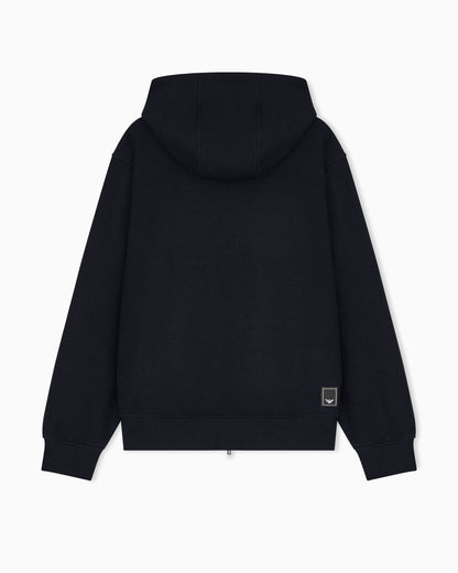 Travel Essential canneté jersey zip-up hooded sweatshirt