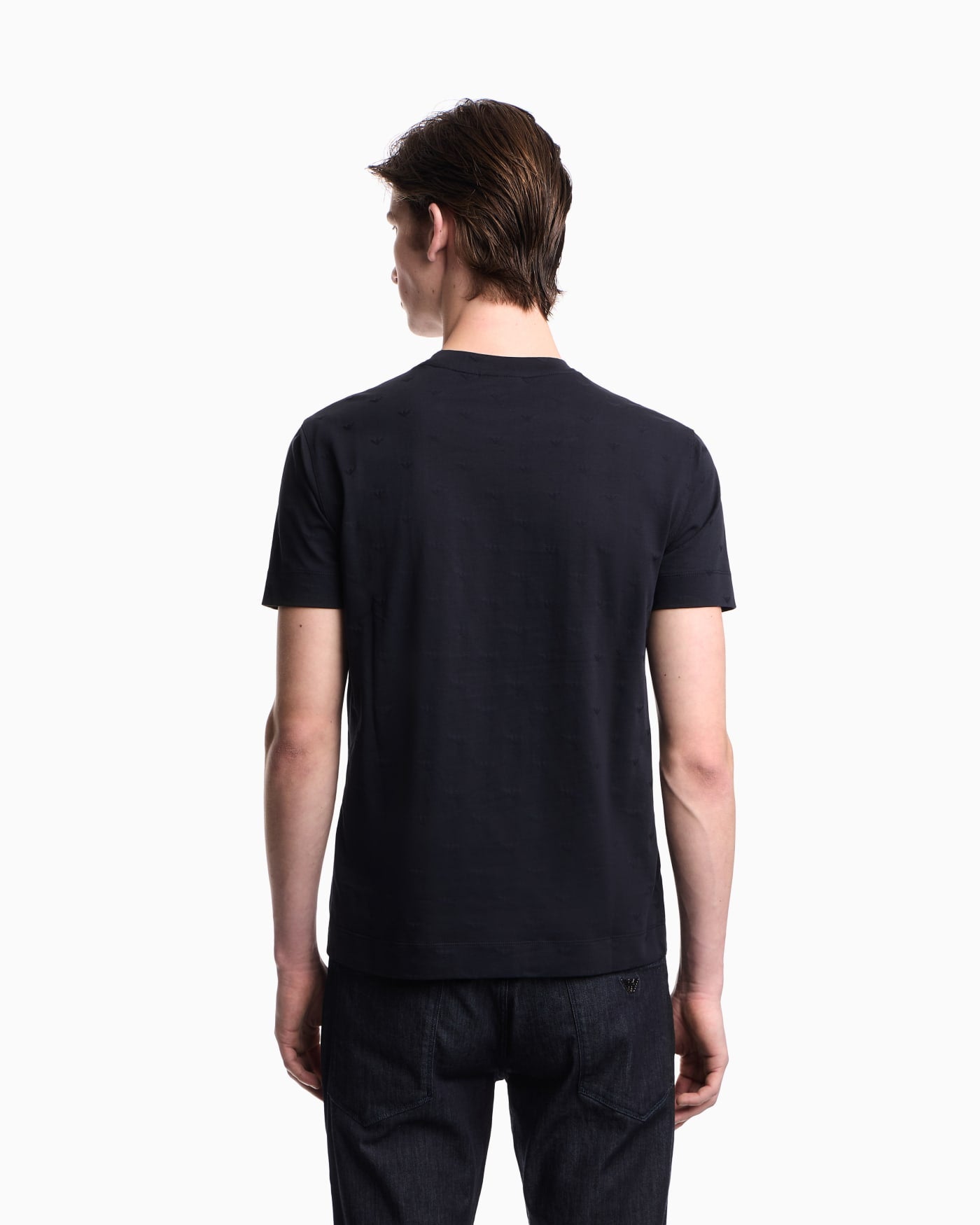 Slim-fit T-shirt in all-over micro-eagle jacquard jersey