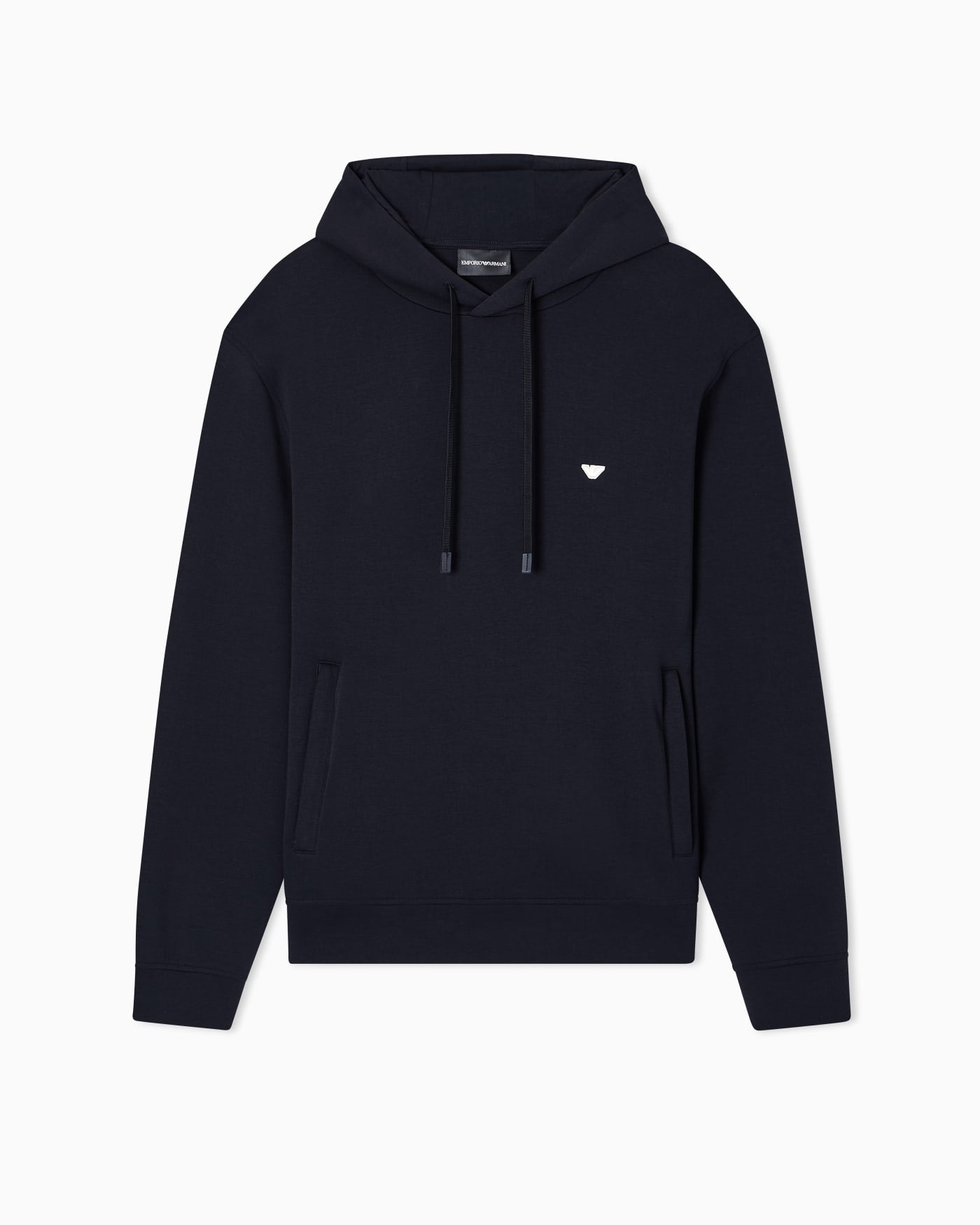 Double-jersey hooded sweatshirt with embroidered micro eagle logo
