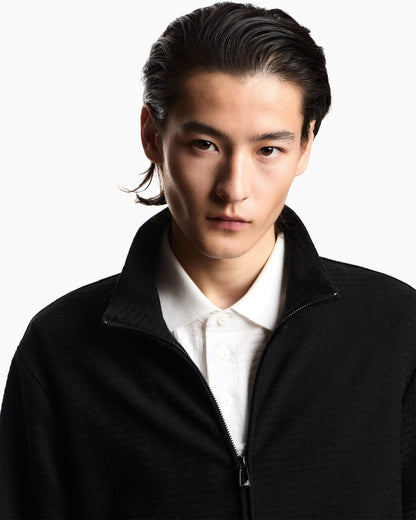 Full zip sweatshirt in jacquard jersey Essential