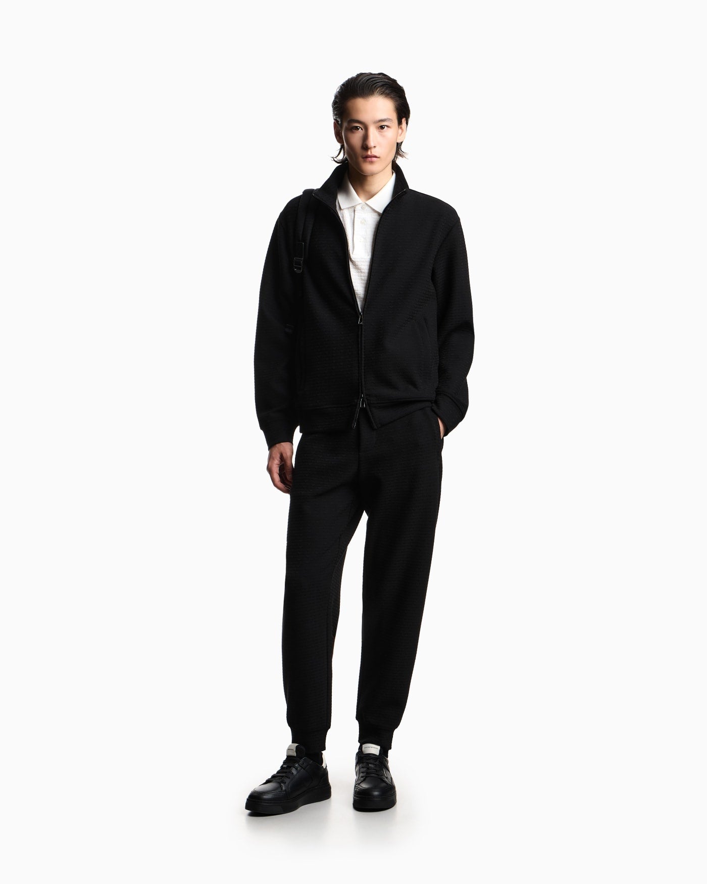 Full zip sweatshirt in jacquard jersey Essential