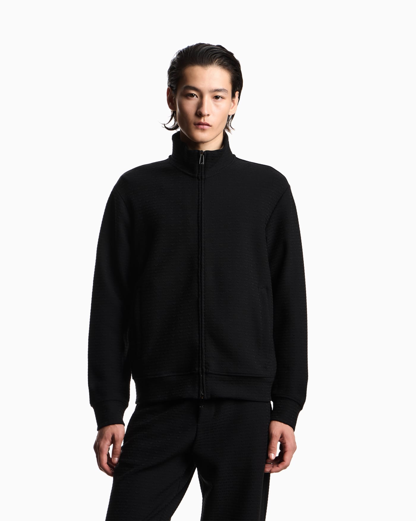 Full zip sweatshirt in jacquard jersey Essential