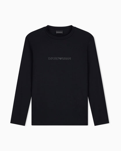 Slim-fit Pima jersey jumper with printed logo