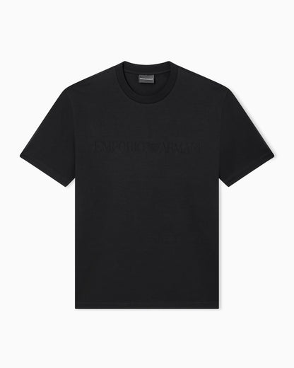 Intarsia jersey t-shirt in pure cotton with logo Essential