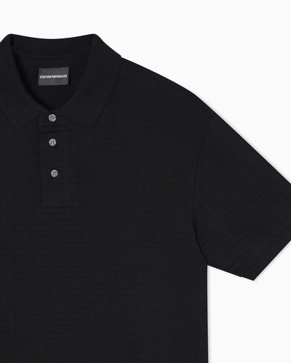 Jersey polo in jacquard cotton with logo lettering Essential