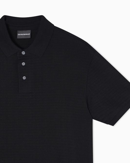 Jersey polo in jacquard cotton with logo lettering Essential