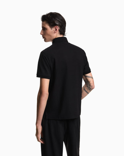 Jersey polo in jacquard cotton with logo lettering Essential