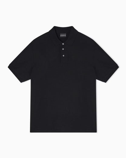 Jersey polo in jacquard cotton with logo lettering Essential