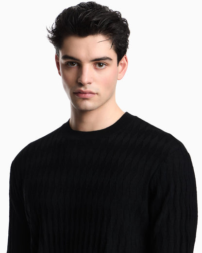 Textured virgin wool jumper