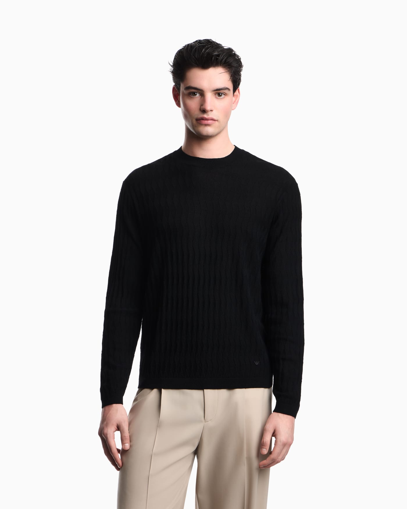 Textured virgin wool jumper