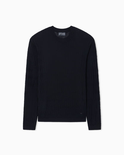 Textured virgin wool jumper