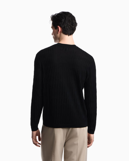 Textured virgin wool jumper