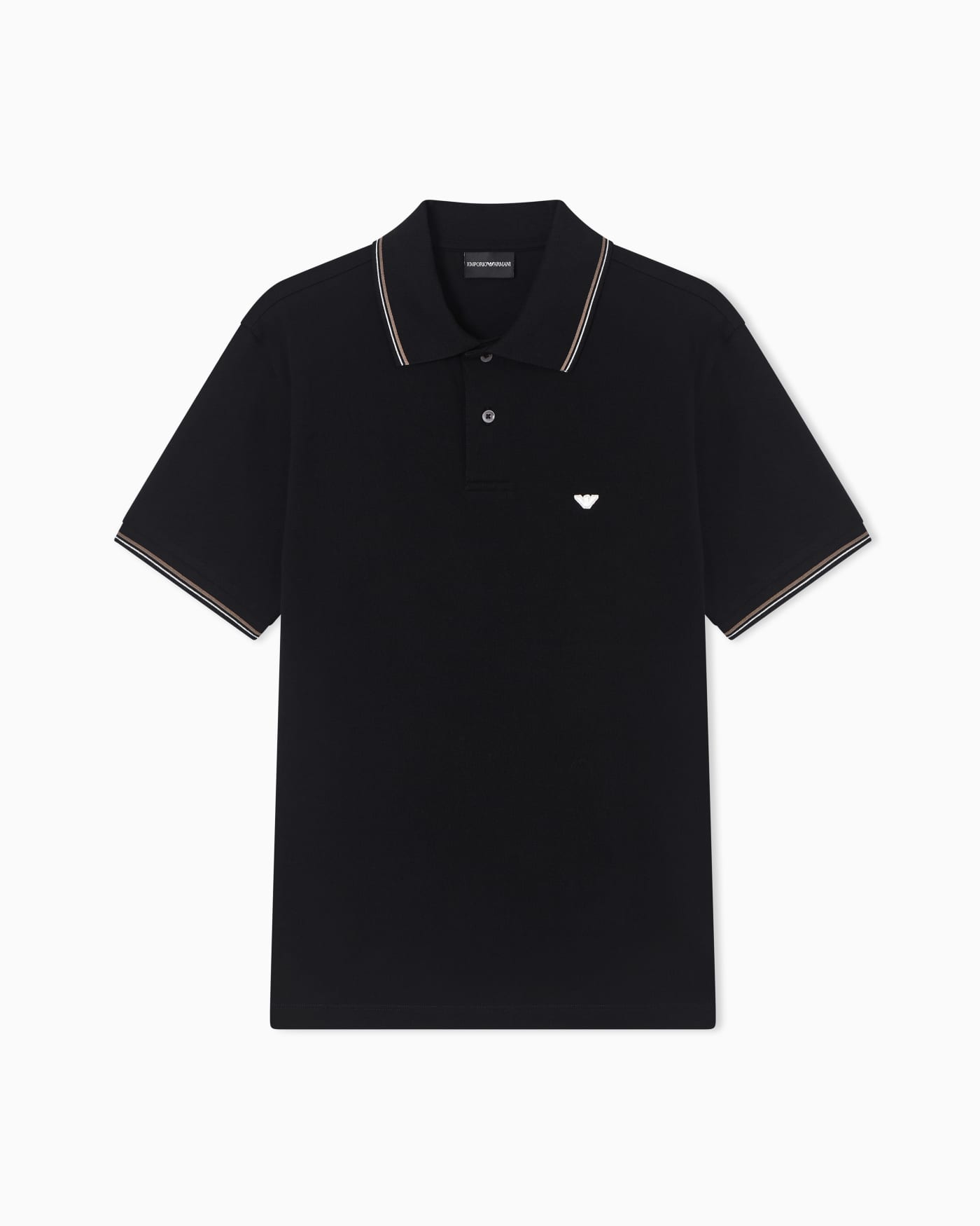 Slim-fit stretch piqué polo shirt with micro eagle