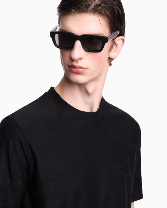 Jersey jacquard T-shirt with all-over motif
